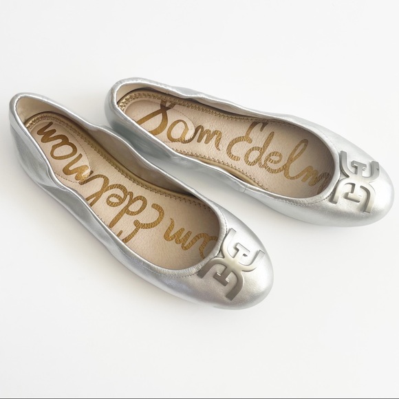 Sam Edelman Shoes - Sam Edelman Florence Silver Leather Ballet Flats Size 9.5